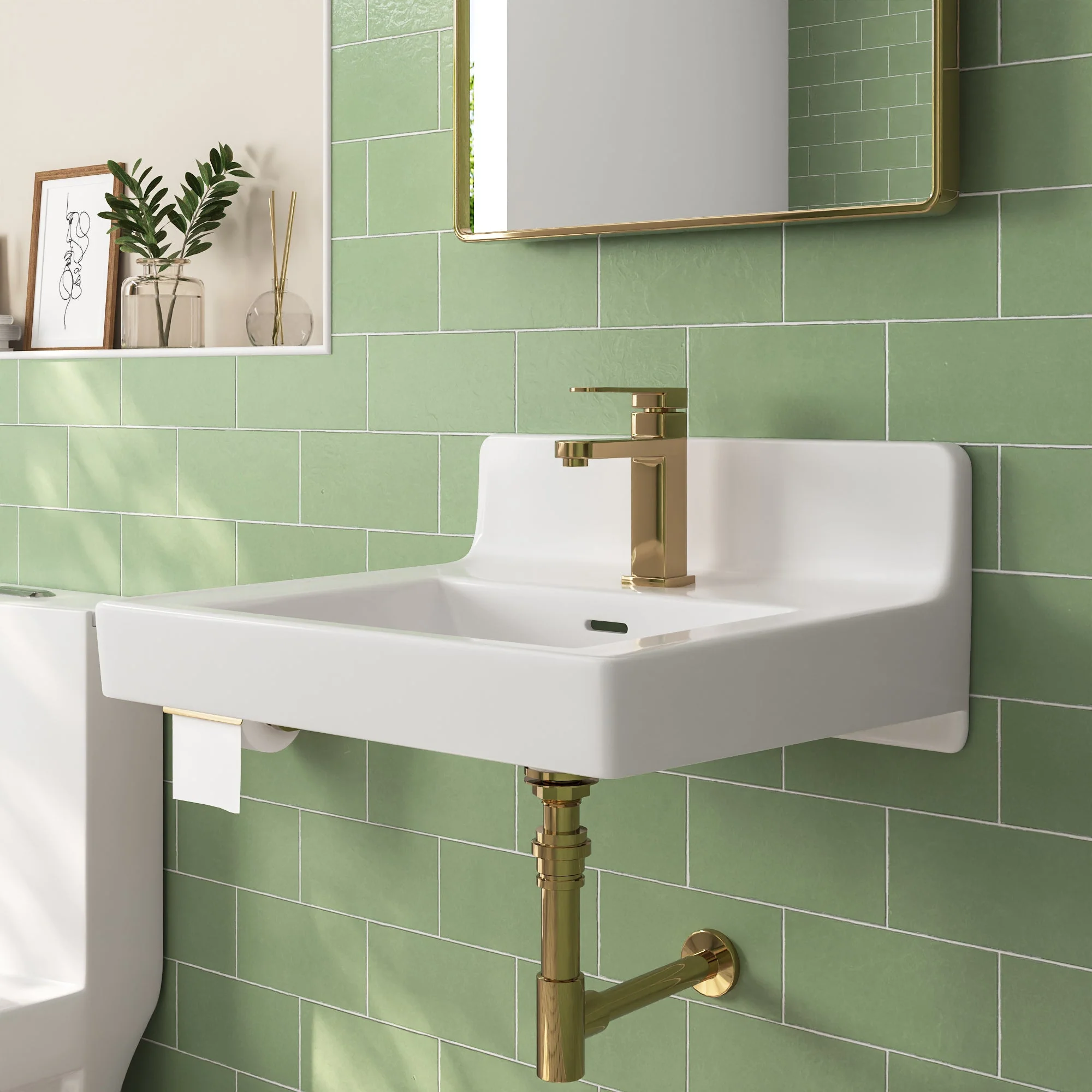20" L X 10" W Rectangular Wall-Mount Bathroom Sink, Overflow Hole - Image 8