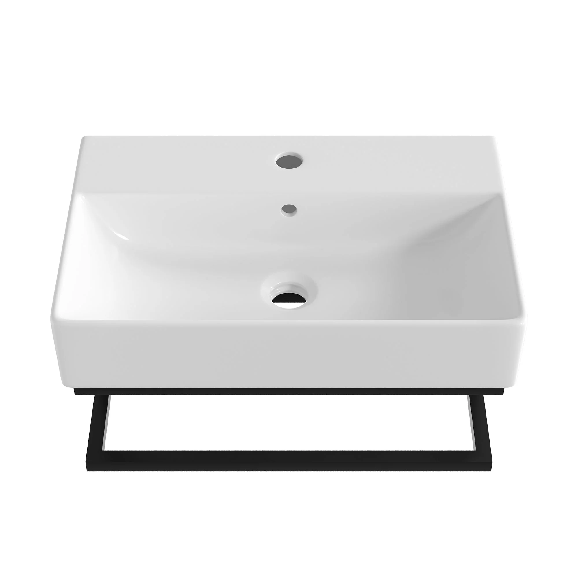 DeerValley 22"x14" Wall Mounted Bathroom Sink with Black Towel Bar, Rectangular Bathroom Sink with Overflow - Image 14