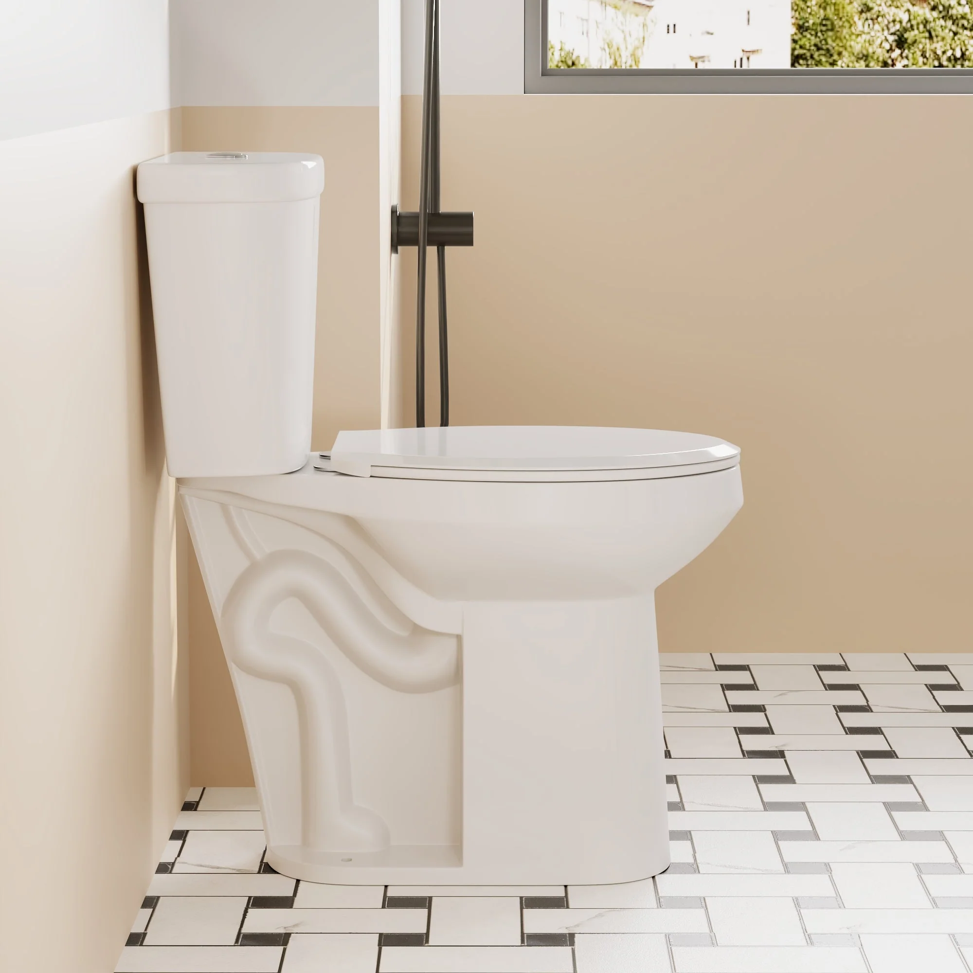 DeerValley DV-2F0145 Two-Piece Toilets, 21" Extra-Tall Comfort Seat, Dual-Flush Water Save & Soft-Close - Image 8