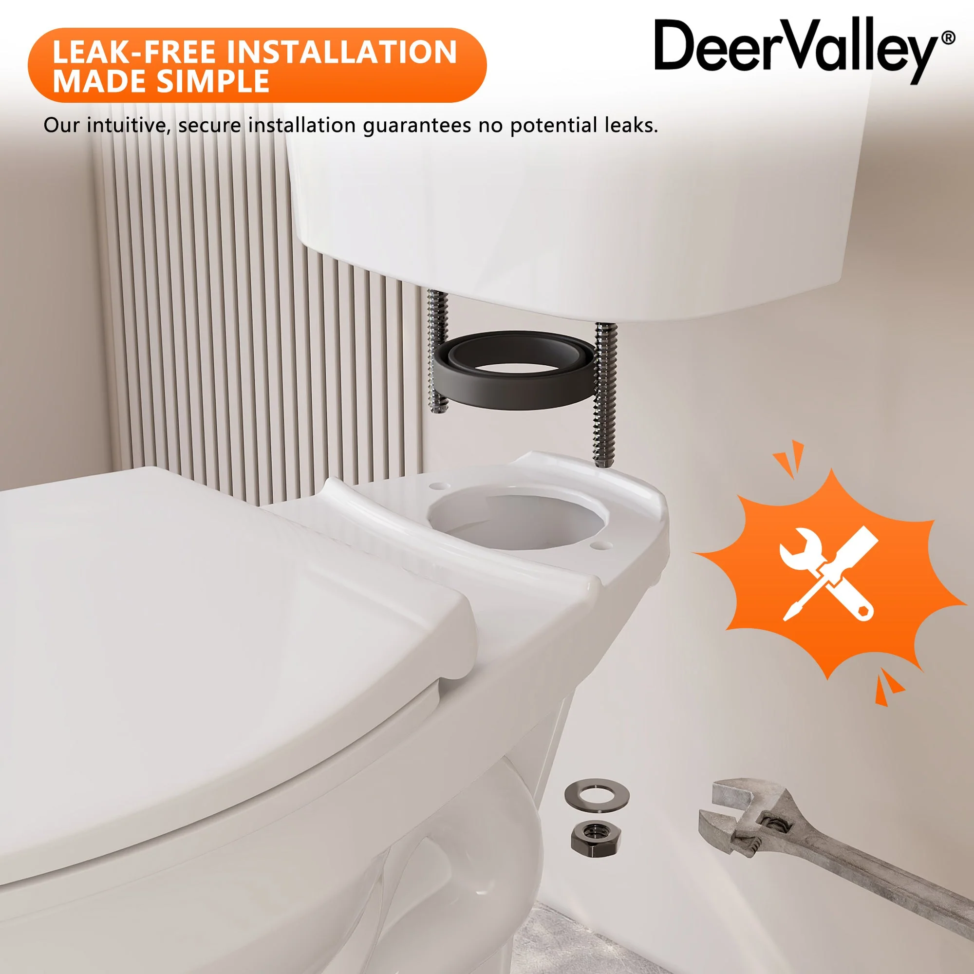 DeerValley DV-2F0356/DV-2F0537 19-Inch Extra Tall Toilet for Seniors, White Two-Piece Toilet for Bathrooms with Comfort Seat, ADA Comfort Height, Elongated Bowl with Powerful 1.28 GPF Single Flush - Image 15