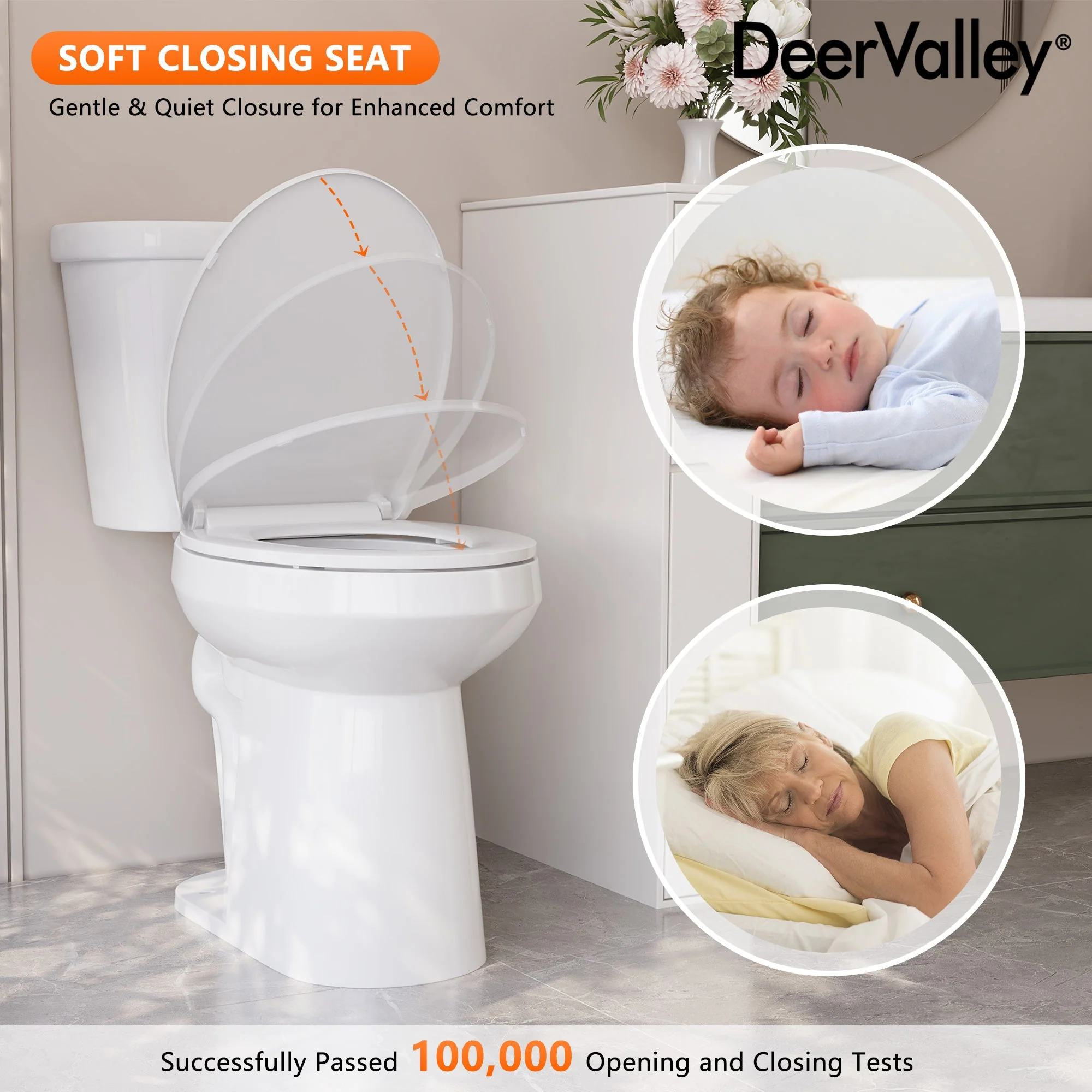 DeerValley DV-2F0356/DV-2F0537 19-Inch Extra Tall Toilet for Seniors, White Two-Piece Toilet for Bathrooms with Comfort Seat, ADA Comfort Height, Elongated Bowl with Powerful 1.28 GPF Single Flush - Image 16