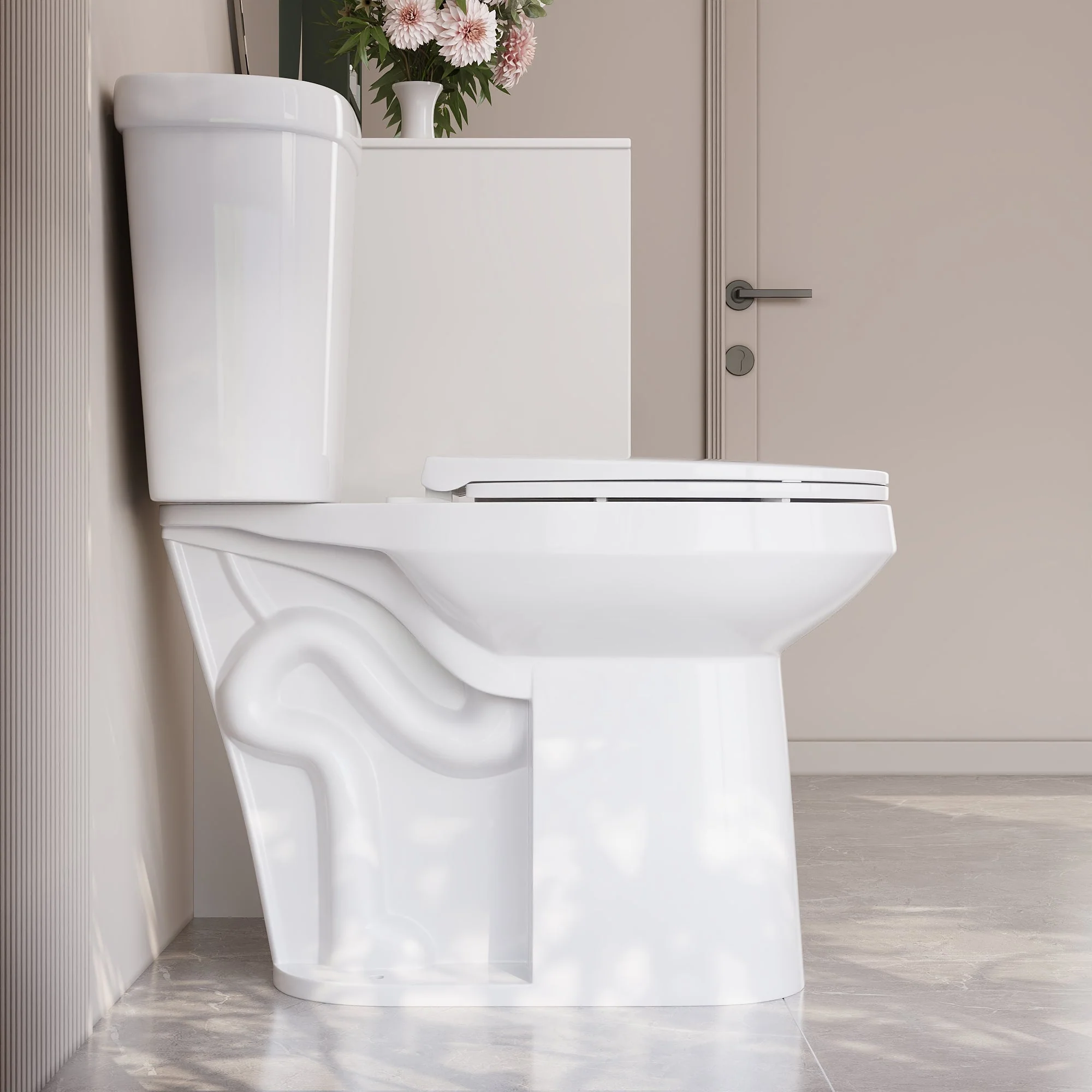 DeerValley DV-2F0356/DV-2F0537 19-Inch Extra Tall Toilet for Seniors, White Two-Piece Toilet for Bathrooms with Comfort Seat, ADA Comfort Height, Elongated Bowl with Powerful 1.28 GPF Single Flush - Image 2