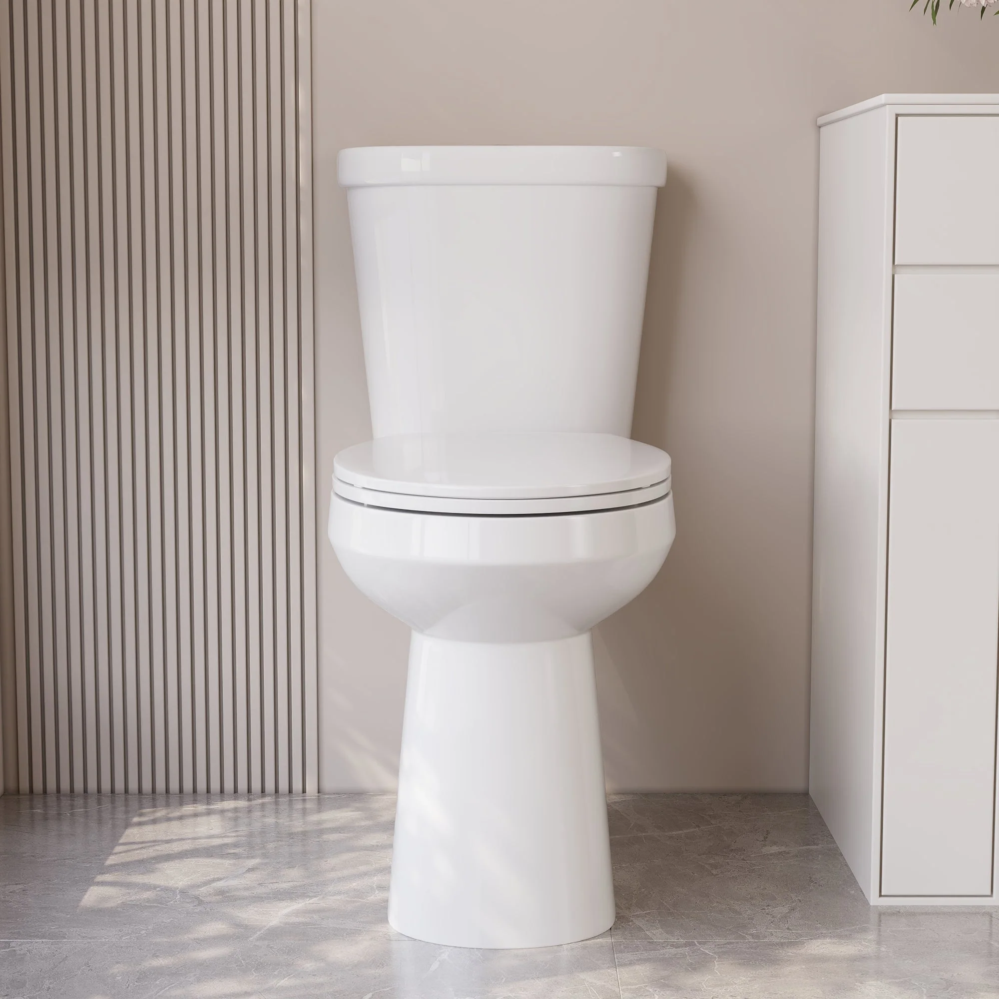 DeerValley DV-2F0356/DV-2F0537 19-Inch Extra Tall Toilet for Seniors, White Two-Piece Toilet for Bathrooms with Comfort Seat, ADA Comfort Height, Elongated Bowl with Powerful 1.28 GPF Single Flush - Image 4