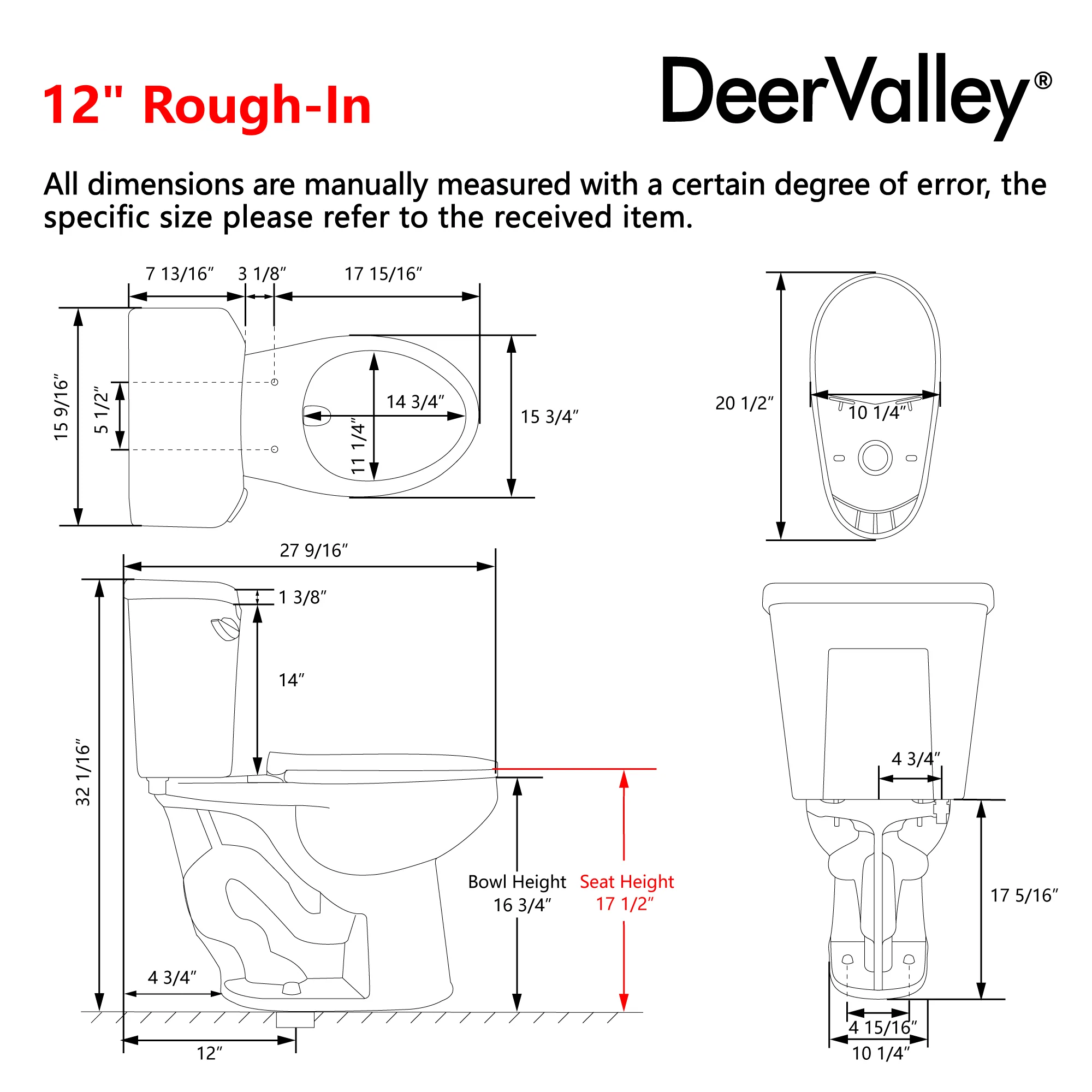 DeerValley DV-2F0386 17 in. ADA Chair Height Two-Piece Elongated Toilet, 1.28 GPF Single Flush, MaP 1000g, Soft-Close Seat, White - Image 7
