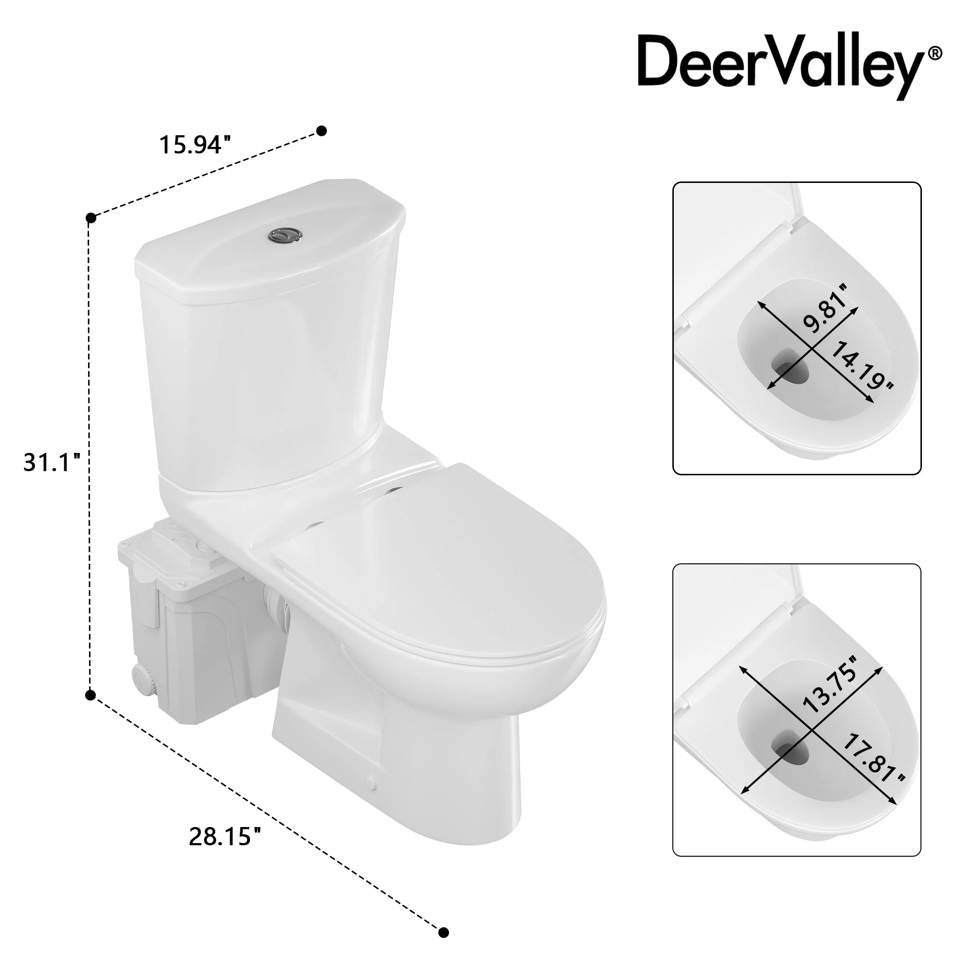 DV-2F295ZH005 Macerating Toilet, 23ft Vertical Sewage Lift, 700W Stainless Steel Grinder, Dual Odor Control System - Image 14