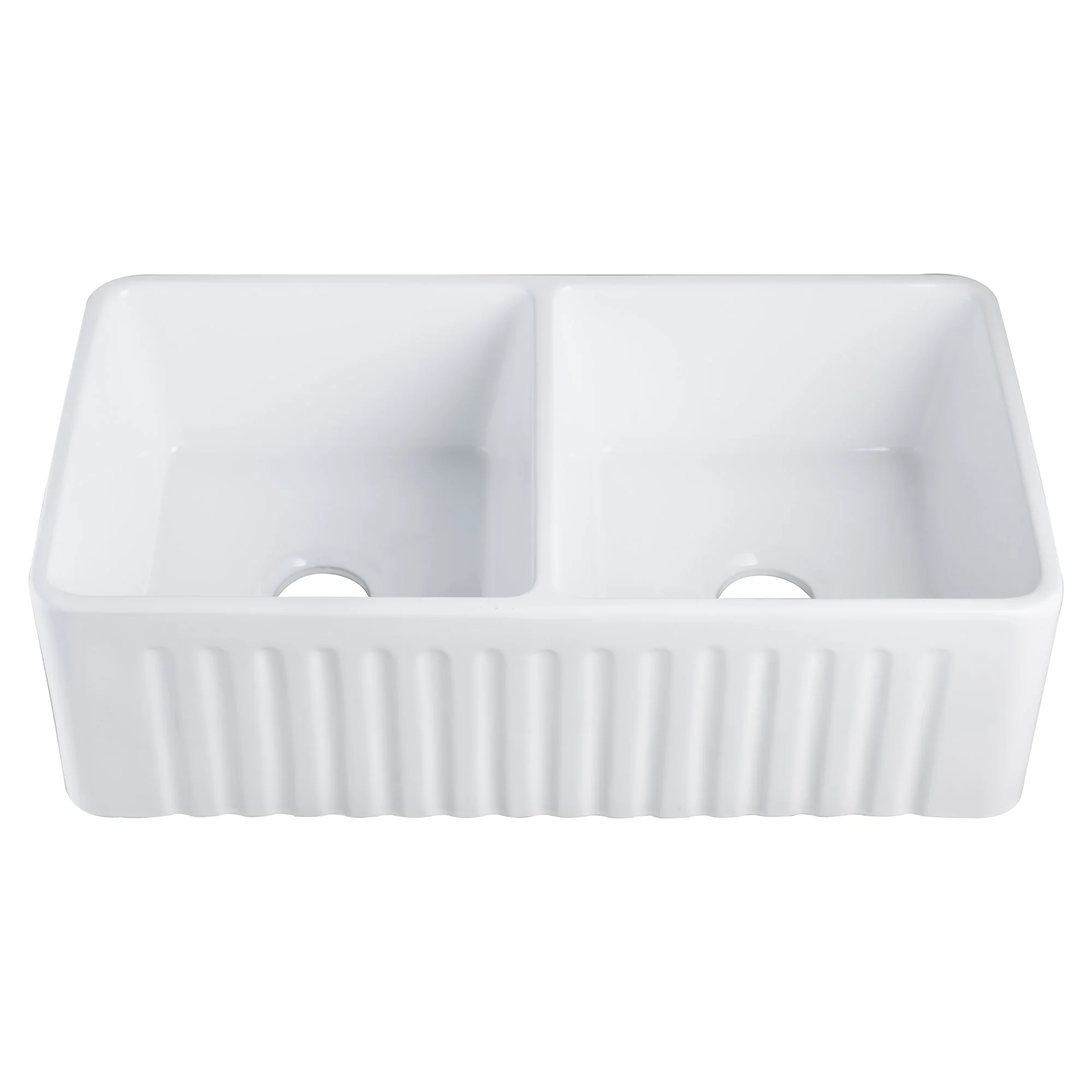 DeerValley DV-1K028 Farmhouse Kitchen Sinks Dual Basin Quiet Install True Ceramic 3.5" Drain - Image 5